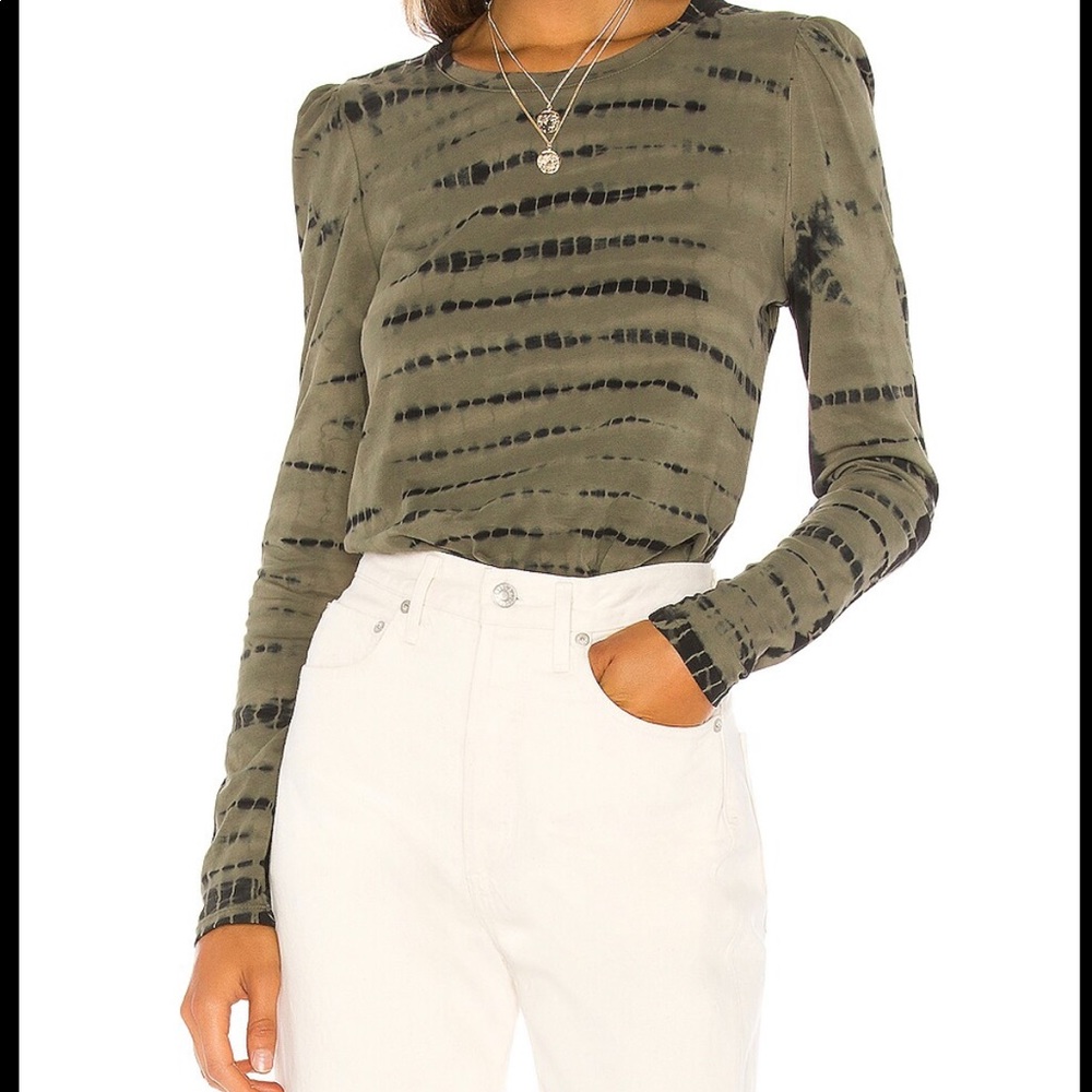 Josephine Tie Dye Top in Army Green & Black